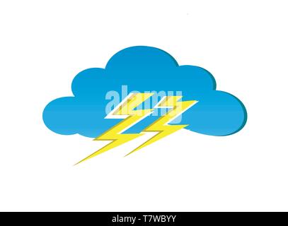 Clouds and thunder for logo design illustrator, thunderstorm symbol Stock Vector
