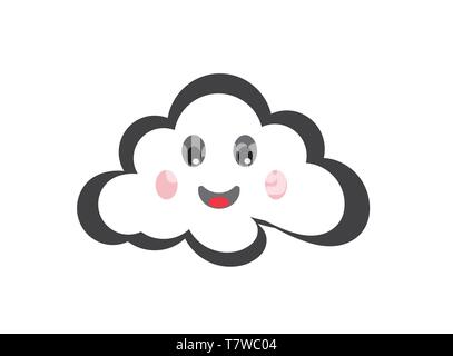 Happy clouds smile for logo design illustrator, fine weather symbol Stock Vector