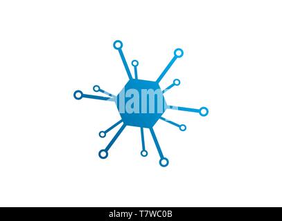 Technology hexagon icon for logo design illustrator, high tech symbol Stock Vector