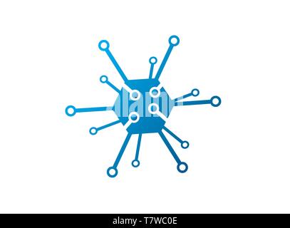 Technology hexagon icon for logo design illustrator, high tech symbol Stock Vector