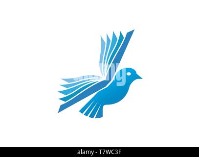 Dove bird fly with wings book for logo design illustration, education icon, read and learn symbol Stock Vector