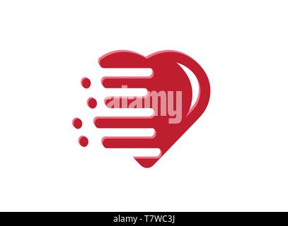 Lovely calligraphy heart icon with fast speed effect. Vector ...