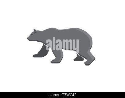 Big bear standing and looking at the side logo design illustration Stock Vector