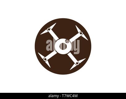 drone quad copter with digital camera at the sky fly for surveillance. close-up of Rotor drones. 4 blade propeller drone. silhouette drone Video Camer Stock Vector