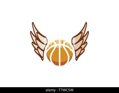 Volleyball fly with wings icon and serving ball for logo design illustration Stock Vector