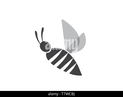 Simple bee open wings and fly for logo design vector, insect icon Stock Vector