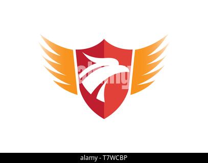 Shield slogan with eagle head and wings for logo design Stock Vector
