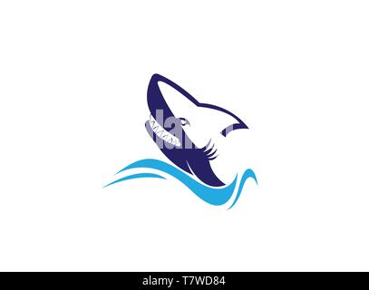 Angry shark head open mouth for logo design Stock Vector