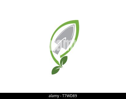 plant tool with leaves for logo design Stock Vector
