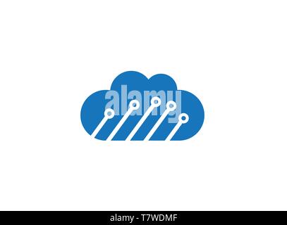 Technology connect with clouds symbol logo Stock Vector