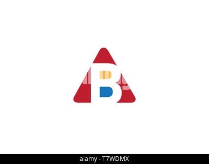 Alphabet B inside a triangle in multi colors for logo design Stock Vector