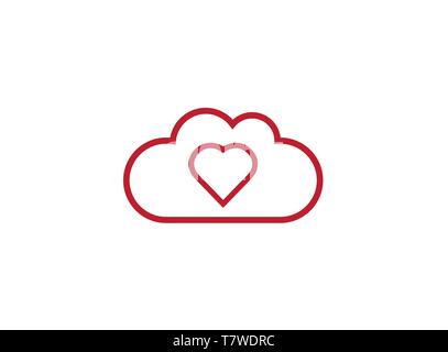 Heart inside the clouds for logo design Stock Vector