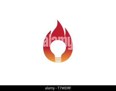 Lamp inside a ball of fire for logo design Stock Vector
