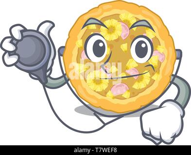 Doctor hawaiian pizza isolated in the character Stock Vector