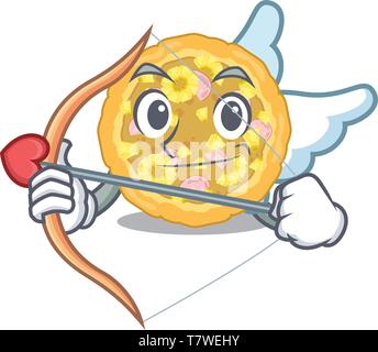 Cupid hawaiian pizza isolated in the character Stock Vector
