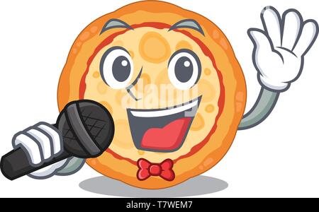 Singing cheese pizza in the cartoon shape Stock Vector