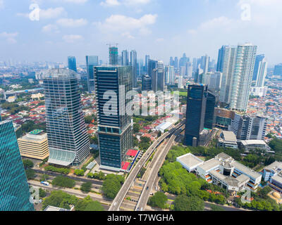 Jakarta business and financial district with office, hotel, shopping mall towers Stock Photo