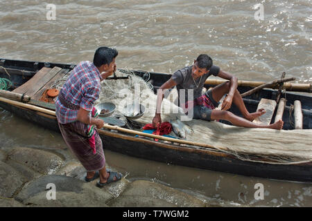 Hilsha fishing at the Rupsa River. Hilsha fish is the national fish of ...