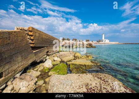 Italy, Apulia, Salento region, San Cataldo di Lecce, remains of the Roman pier built by Emperor Hadrian in the 2nd century AD Stock Photo