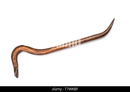 Old crowbar on white background. Stock Photo