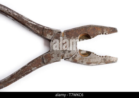 Plyers isolated on white background, rusty plier head Stock Photo - Alamy