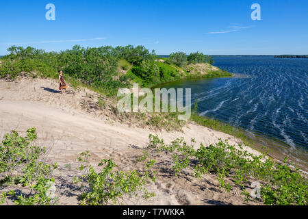 Canada, Province of Ontario, Prince Edward County, Sandbanks Provincial Park, Dunes Beach also known as West Lake Beach, dunes walk Stock Photo