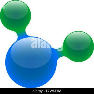 3d chemistry molecule model scientific element. Liqiud abstract molecular shape isolated on white background. Vector illustration conceptual realistic Stock Vector