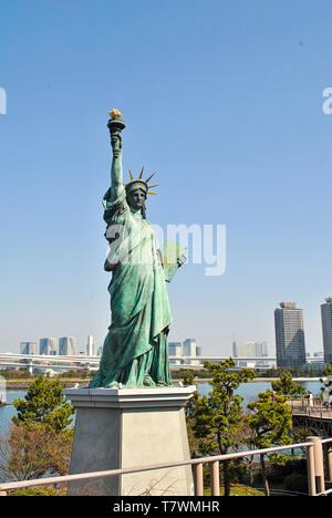 Replica Statue of Liberty in Odaiba. Tokyo.  Japan. Stock Photo