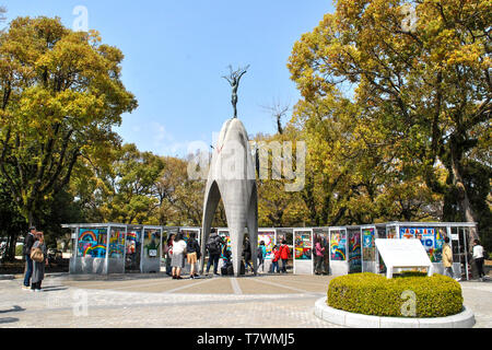 The Children's Peace Monument that is a statue dedicated to the memory of the children who died as a result of the bombing  Hiroshima Prefecture.  Jap Stock Photo