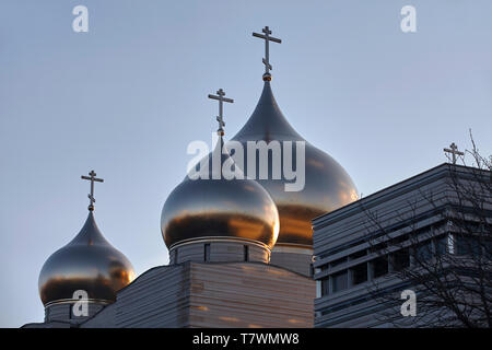 France, Paris, Cupolas of the Holy Trinity Cathedral (Russian Orthodox Spiritual and Cultural Center) Stock Photo