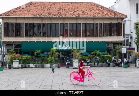 Indonesia, Java, Jakarta, old city Downtown (Kota), Taman Fatahillah place, view of Batavia Cafe Stock Photo