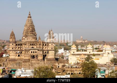 India, Madhya Pradesh, Orchha, Chaturbhuj temple and Ram Raja temple Stock Photo