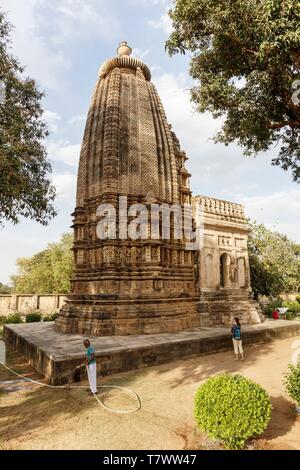India, Madhya Pradesh, Khajuraho, monuments listed as World Heritage by UNESCO, Adinath temple Stock Photo
