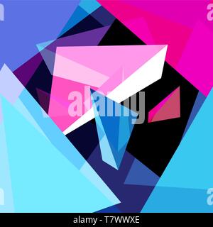 Abstract multicolored geometric trendy background with different elements Stock Vector