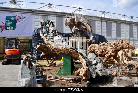 rarely seen; the setting up of the annual RHS chelsea flower show in london england may 2019 UK Stock Photo