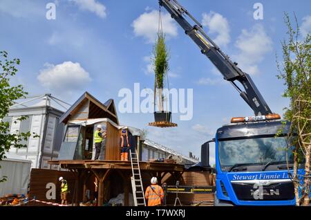 rarely seen; the setting up of the annual RHS chelsea flower show in london england may 2019 UK Stock Photo