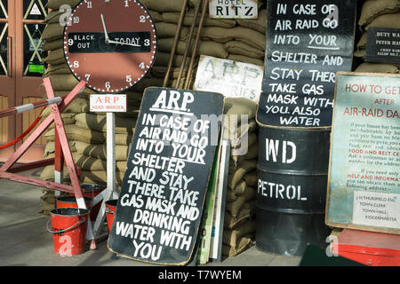 Landscape close up of props used by Severn Valley Railway at their 1940's wartime event. Stock Photo