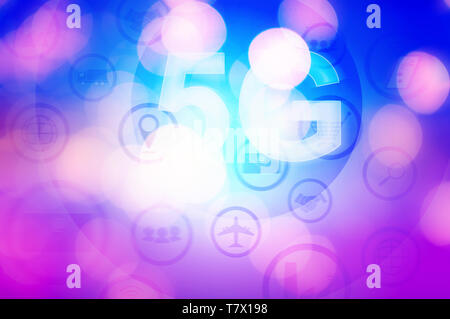 5g internet concept with businessman pressing buttons . BACKGROUND Stock Photo