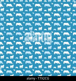 Seamless animal pattern for kids on blue. Well crafted hand-drawn silhouettes print template for textile design. Stock Vector