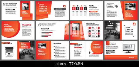 Presentation and slide layout template. Design red and orange gradient in paper shape background. Use for business annual report, flyer, marketing, le Stock Vector