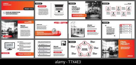 Presentation and slide layout background. Design red and orange gradient geometric template. Use for business annual report, flyer, marketing, leaflet Stock Vector