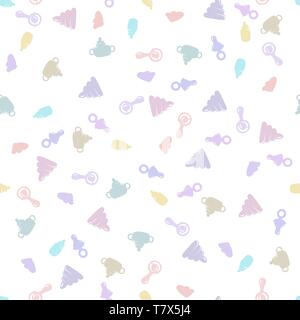 Baby toy seamless pattern background. Vector illustration. Pastel colors. Stock Vector