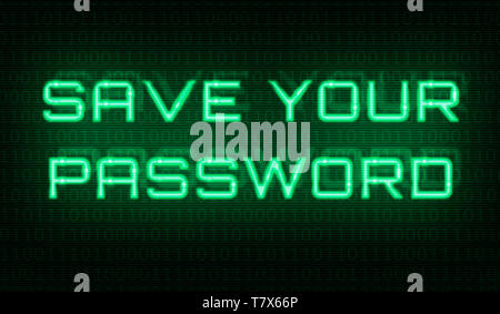 Binary code with the words Save your password in the center Stock Photo