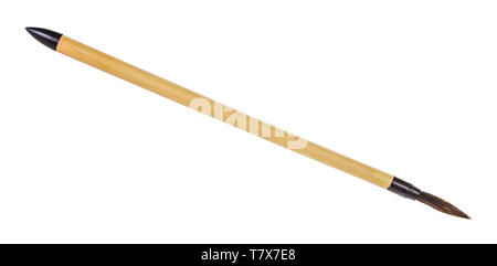 clean paintbrush with round tip for sumi-e ( suibokuga) painting and calligraphy isolated on white background Stock Photo