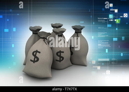 Dollar kept in sack Stock Photo