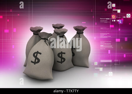 Dollar kept in sack Stock Photo