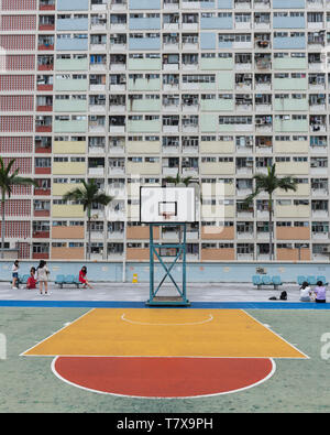 Basketball Courts of Choi Hung Estate in Hong Kong. Stock Photo