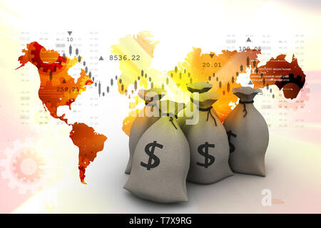 Dollar kept in sack Stock Photo