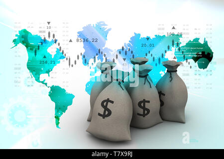 Dollar kept in sack Stock Photo