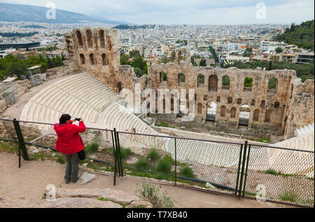 Odeón o Teatro de Herodes Atico. Acrópolis. Atenas, Grecia Stock Photo